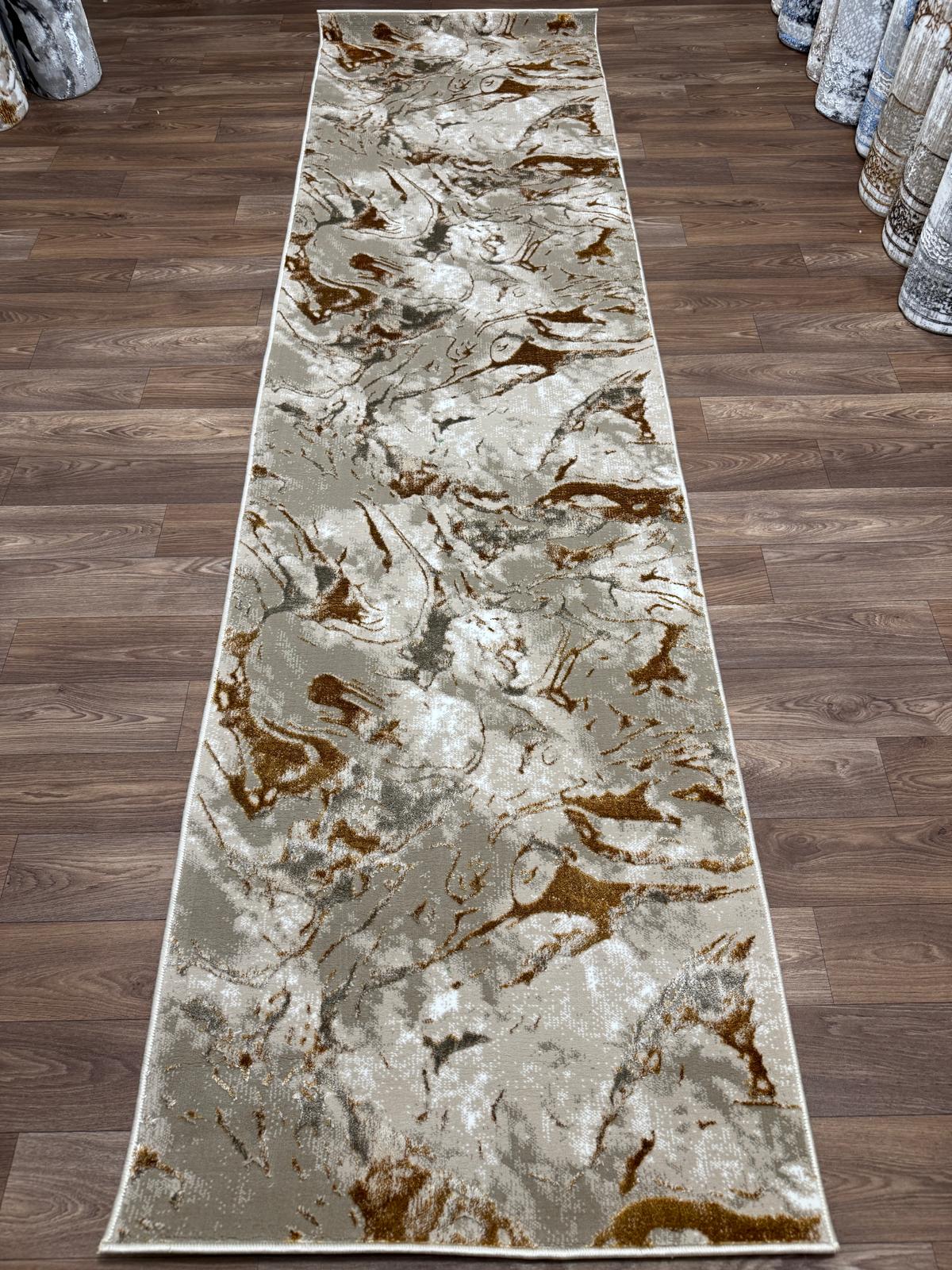 Abstract Marble Effect Area Rug – Modern Pattern Carpet with Jute Backing | Soft Polyester Living Room Rug & Hallway Runner