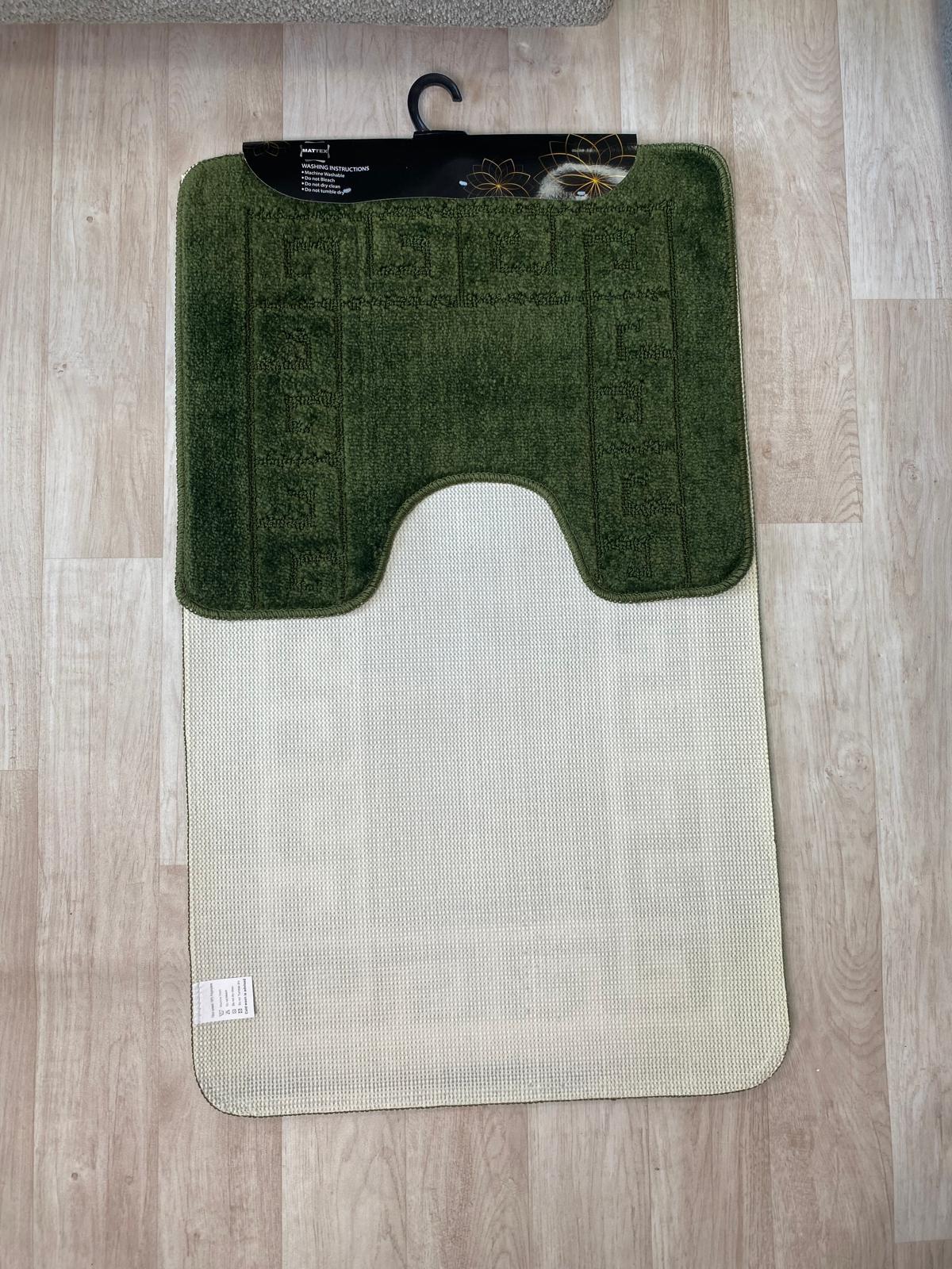 Green Bathroom Mats - Greek Key Bathmat & Pedestal 2pc Set