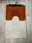 Burnt Orange Bathroom Mats - Greek Key Bathmat & Pedestal 2pc Set