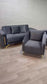 Stylish Synfoni Sofa Set - Dark Grey Velvet with Gold Accents | Bullring Rugs Ltd